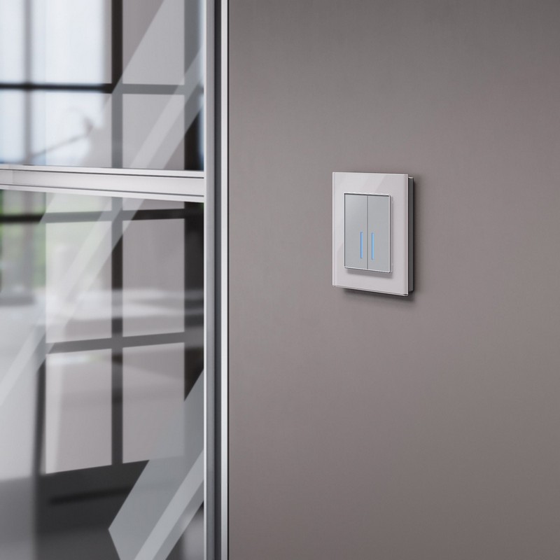 Werkel Серебряный механизмы Сенсорный Выключатель Werkel двухклавишный с подсветкой (серебряный) W4520106