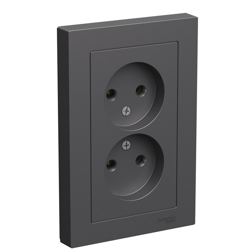 AtlasDesign Базальт Розетка Systeme Electric AtlasDesign Базальт двойная б/з,16А, в ATN001420