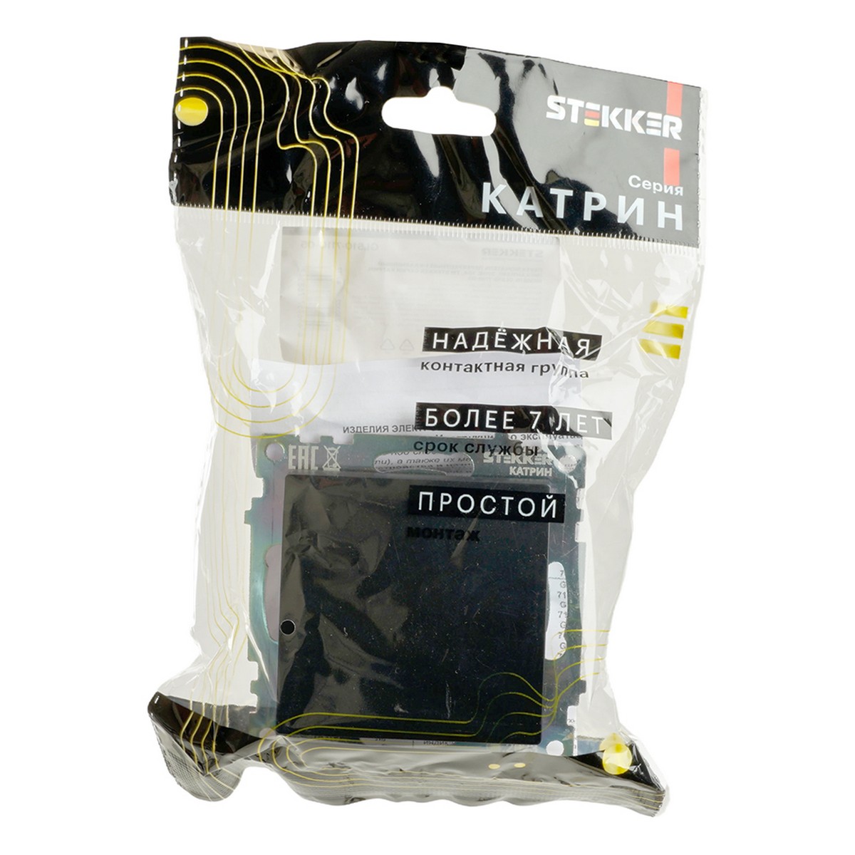 Катрин - Розетки и выключатели Stekker Переключатель STEKKER перекрестный 1-клавишный GLS10-7110-05 Катрин черный 49177