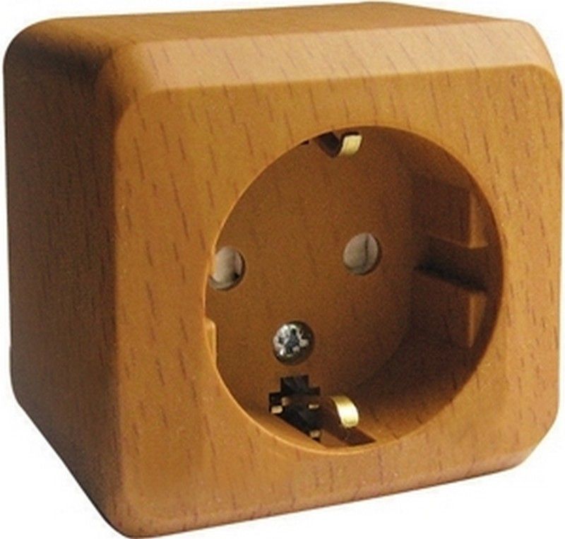 Этюд Дача Розетка 1-ая Systeme Electric Этюд наружный Дача Темный бук с/з со шторками PA16-004T