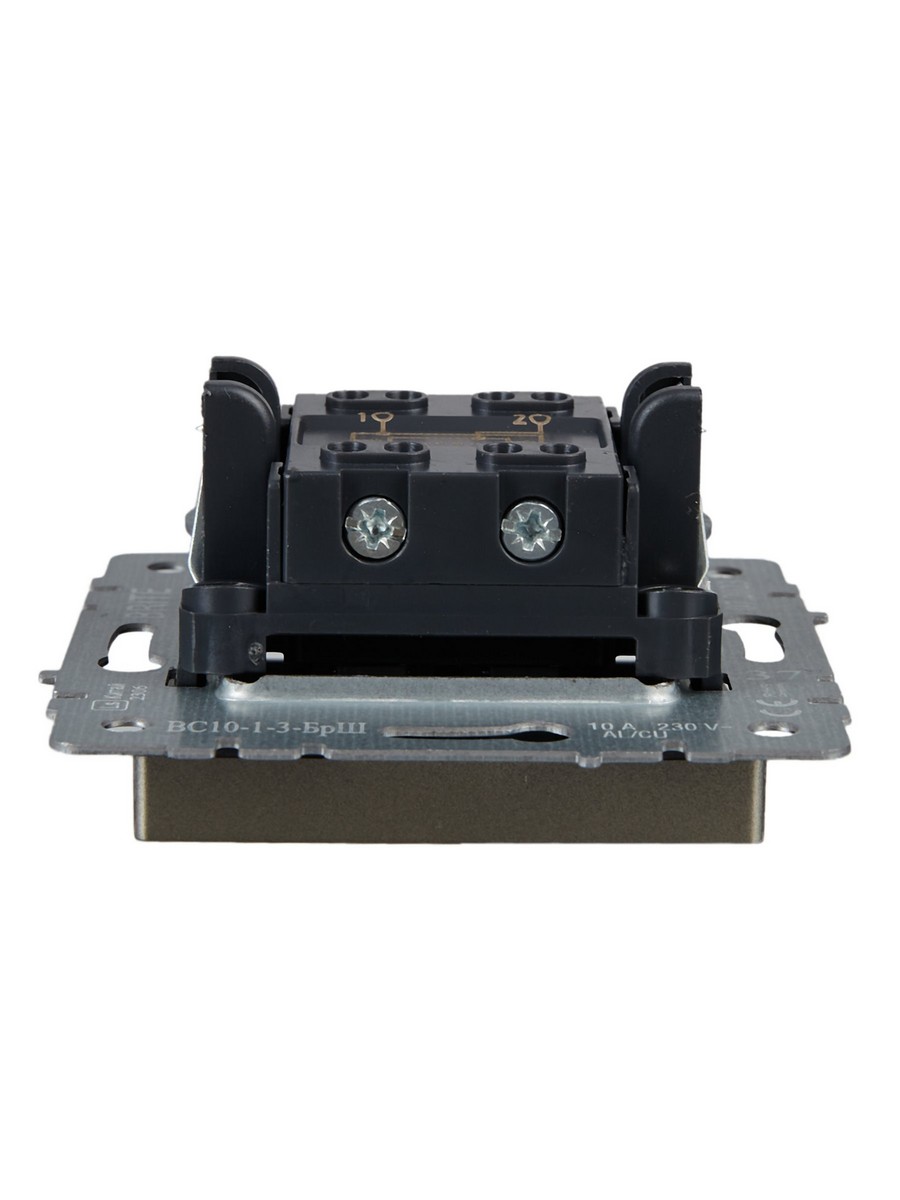 IEK Brite Шампань Выключатель IEK BRITE 1-клавишный перекрестный 10А ВС10-1-3-БрШ шампань BR-V13-0-10-K37