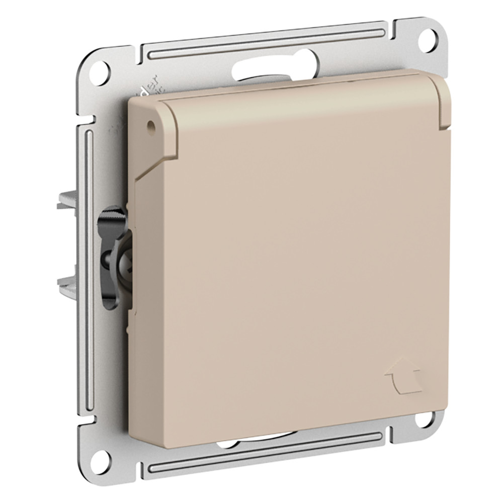 AtlasDesign Песочный Розетка Systeme Electric AtlasDesign Песочный с/з со шторками с крышкой 16А IP20 ATN001246