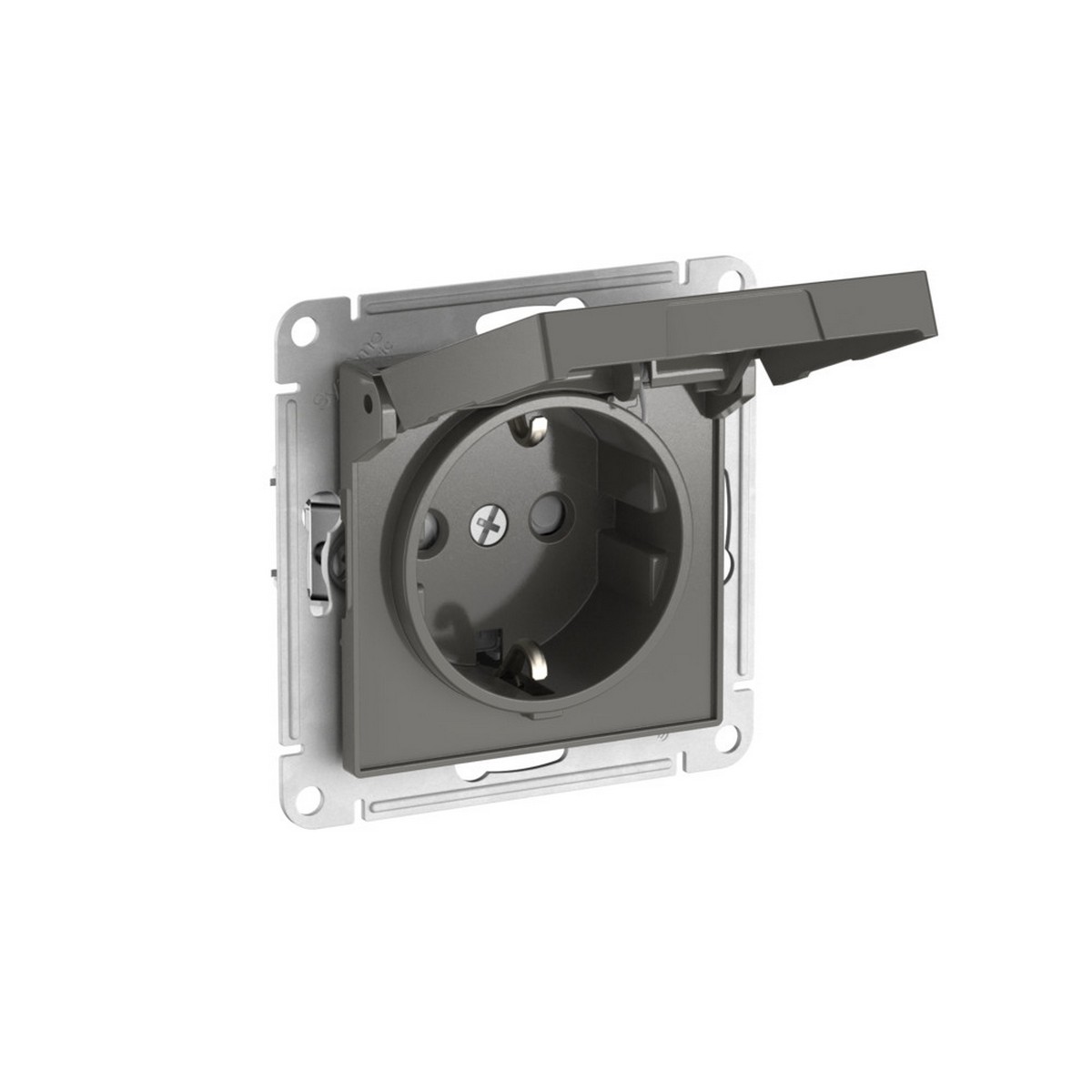 AtlasDesign Сталь Розетка SE AtlasDesign Сталь с заземл. со шторк. с крышкой IP20 быстрозажим. клем. ATN000946S
