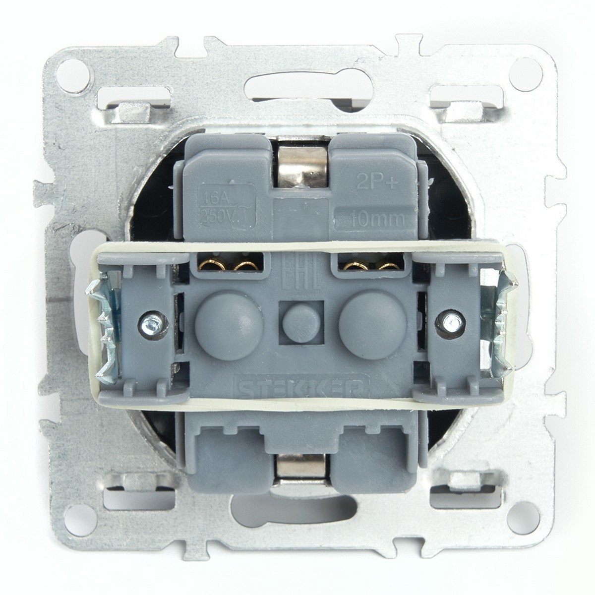 Эрна - Розетки и выключатели Stekker Розетка 1-местная с/з с крышкой STEKKER PST16-9112-03 16А с защ. шторкой Эрна черный 49156