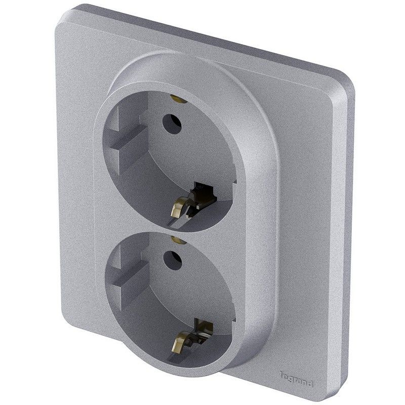Legrand Inspiria Алюминий Розетка Legrand INSPIRIA Алюминий двойная с заземлением 16 А 250 В 673752