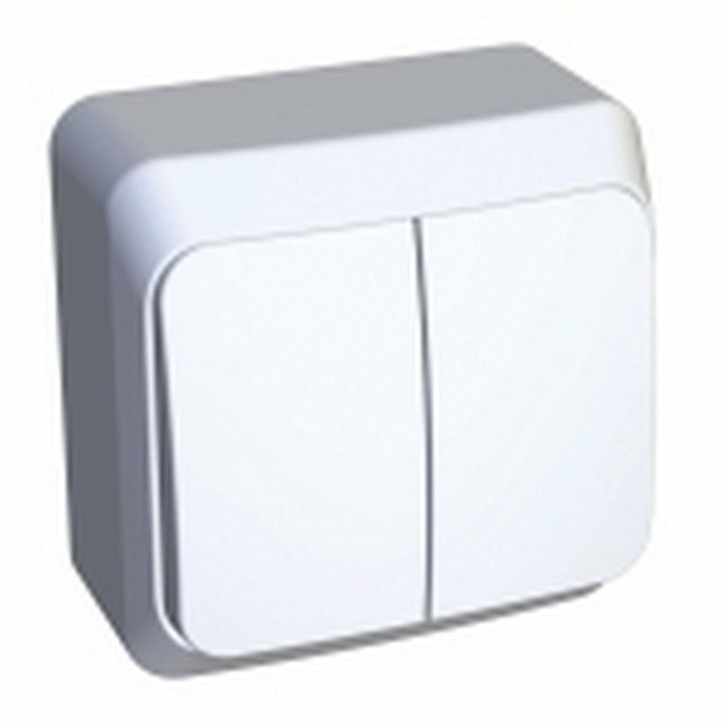 Этюд Белый Выключатель 2-клавишный Systeme Electric Этюд наружный Белый BA10-002B