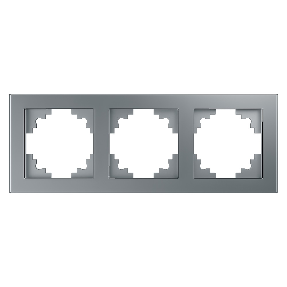 Катрин - Розетки и выключатели Stekker Рамка 3-местная стекло STEKKER GFR00-7003-03 серия Катрин серебро 39533