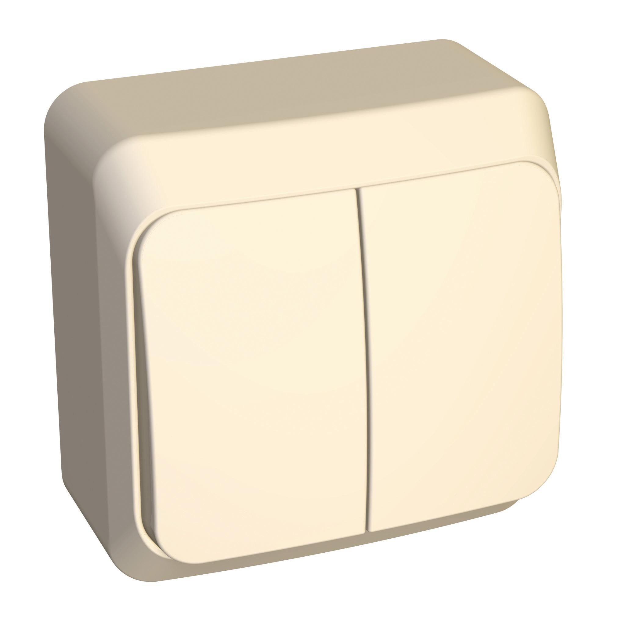 Этюд Кремовый Выключатель 2-клавишный Systeme Electric Этюд наружный Бежевый BA10-002K