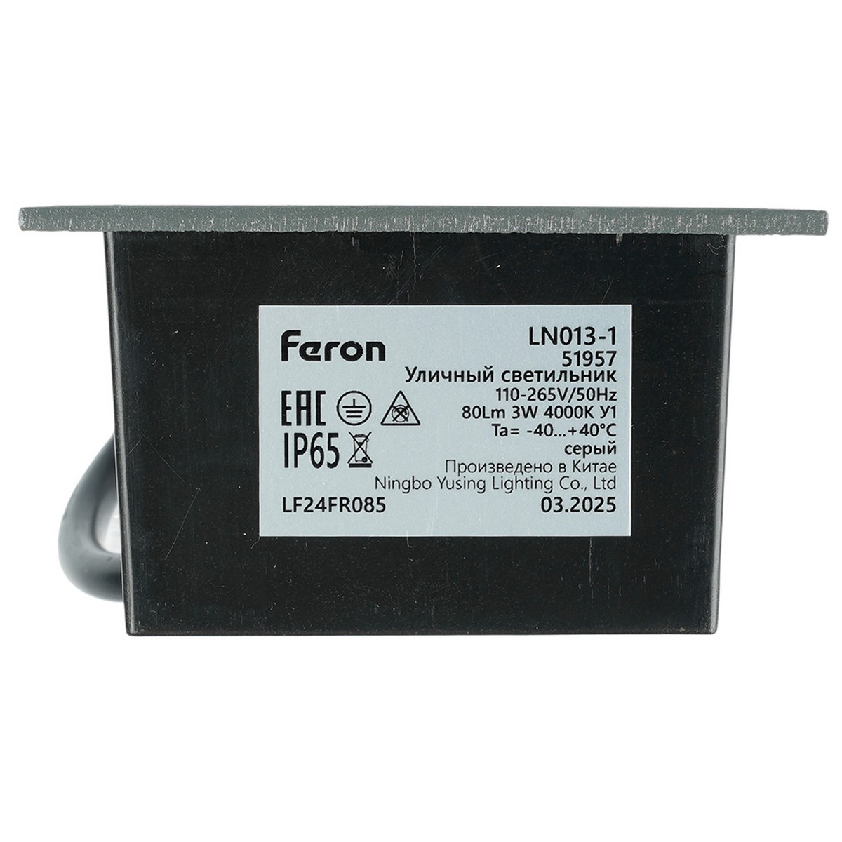 Уличные настенные светильники Светодиодный светильник Feron LN013-1 встраиваемый 3W 4000K IP65 серый 51957 