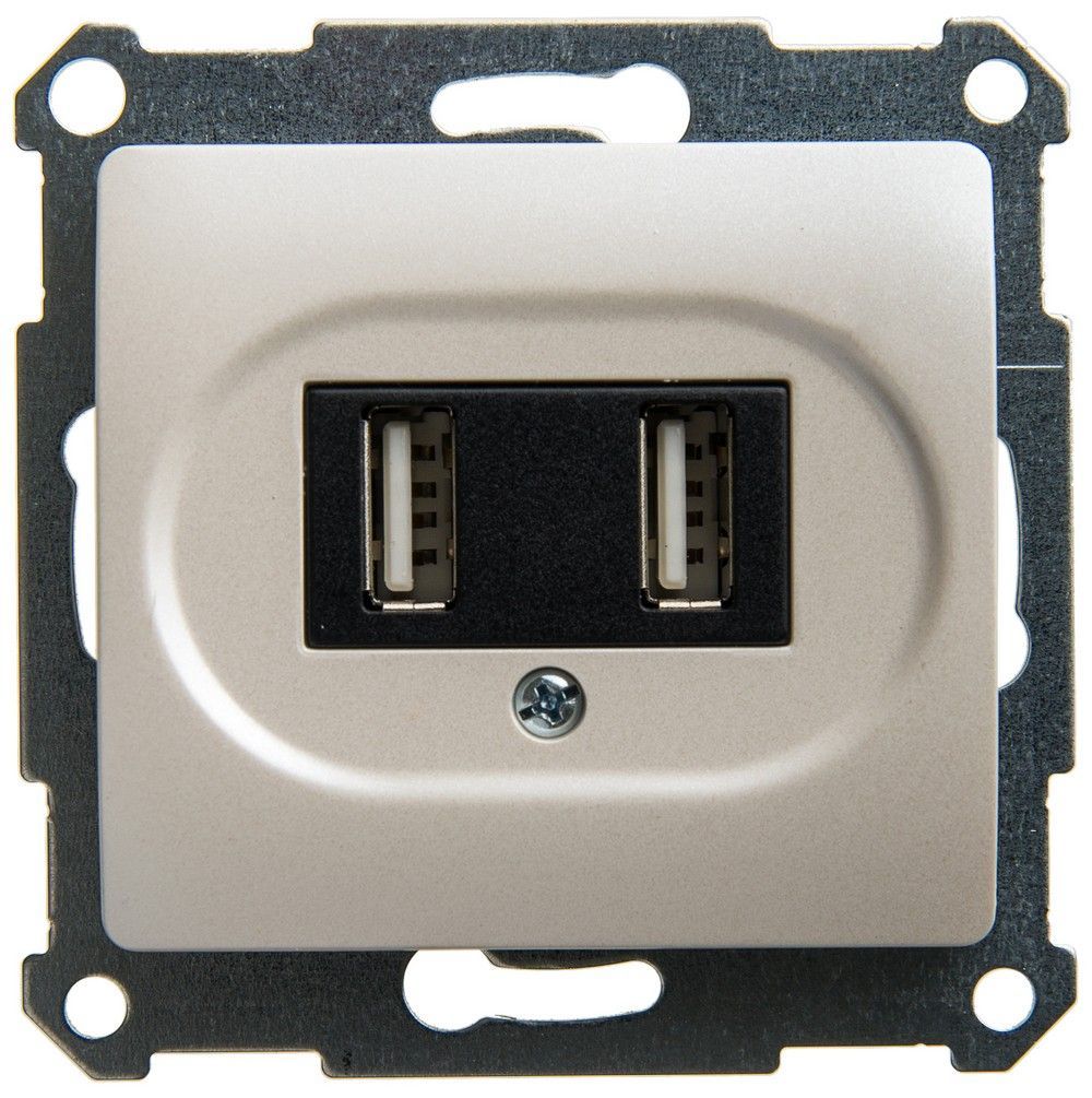 Glossa Перламутр Розетка USB Systeme Electric Glossa Перламутр 5В/1400 мА, 2х5В/700мА механизм GSL000632
