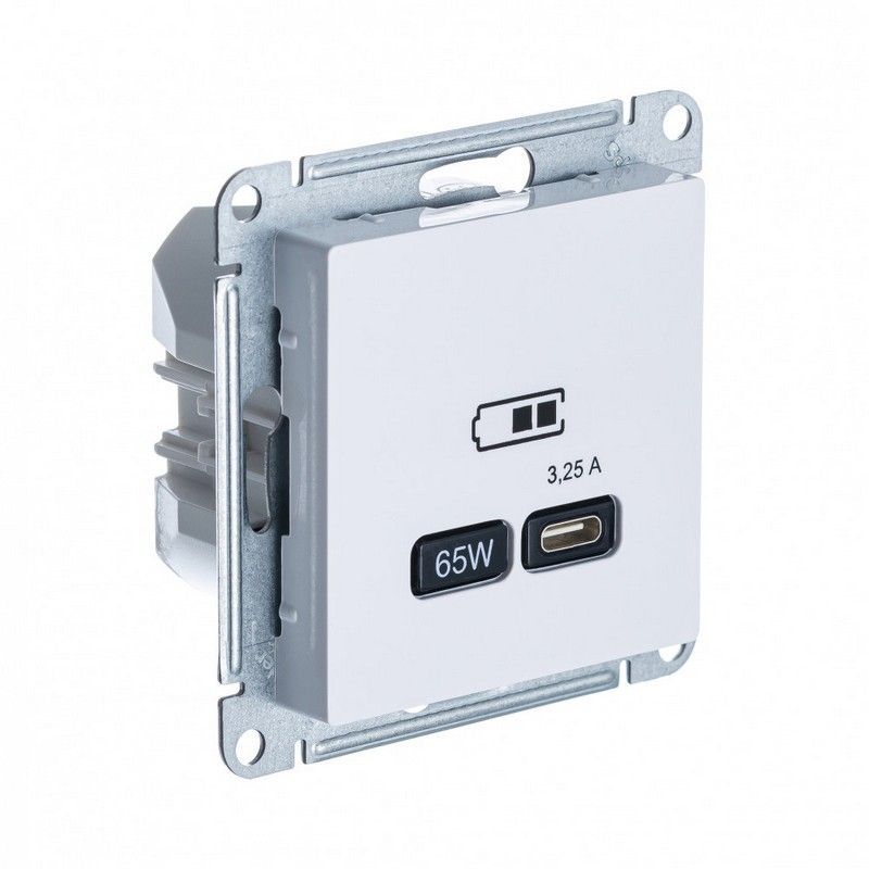AtlasDesign Белый Розетка USB Systeme Electric AtlasDesign Белый тип-C 65W высокоскор.заряд. QC PD мех. ATN000127