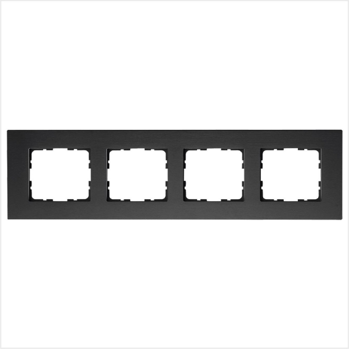JASMART G - розетки и выключатели Рамка JASMART 4-постовая алюминий Black METAL G1004AB