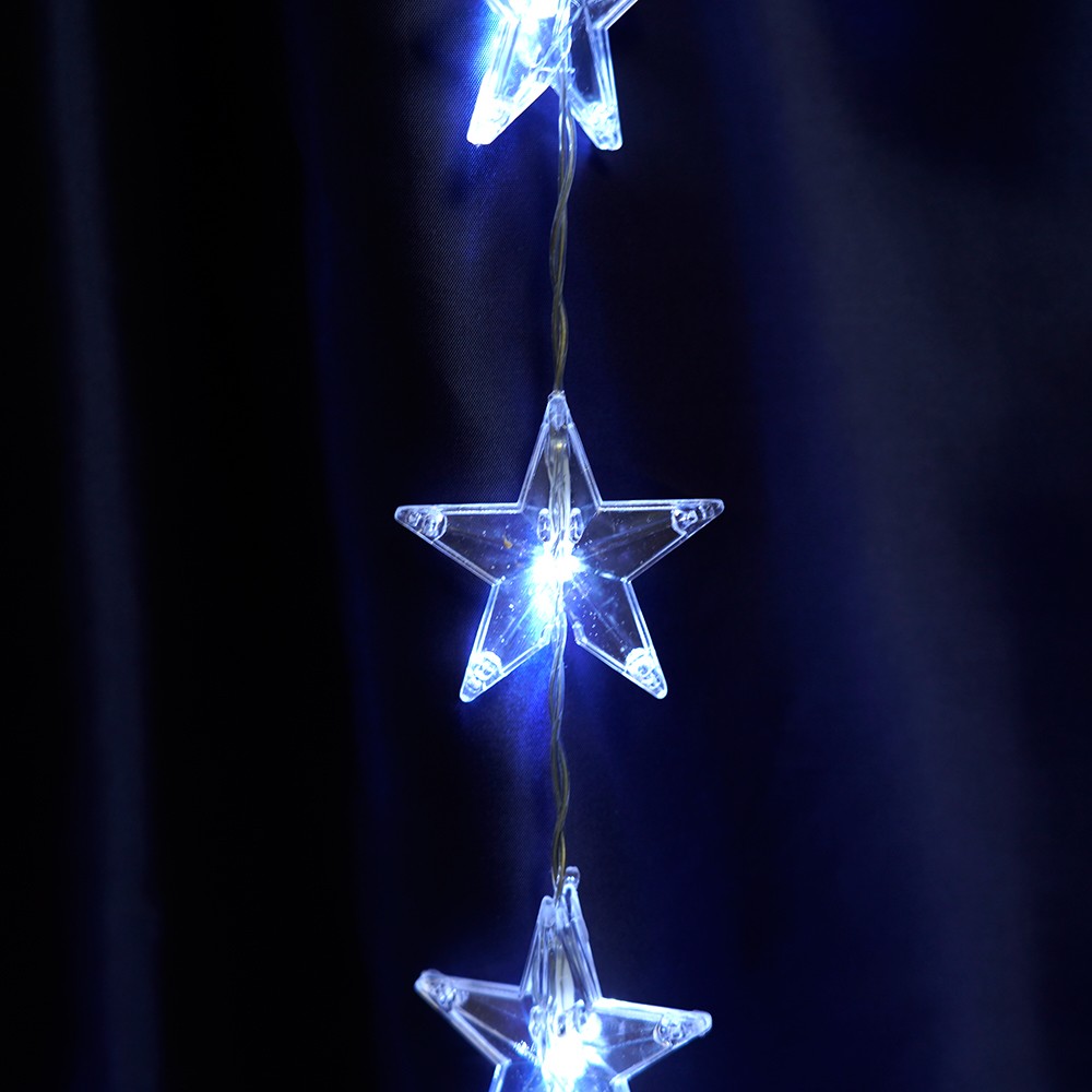 Светодиодная гирлянда Feron CL25 занавес Звездочки 2*1м + 3м 230V 5000K статичная c питанием от сети прозрачный шнур 48608