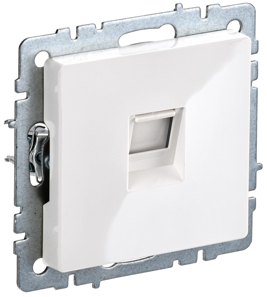 IEK Brite Белый Розетка IEK BRITE компьютерная RJ45 кат.5E РК10-БрБ белый BR-K10-1-K01
