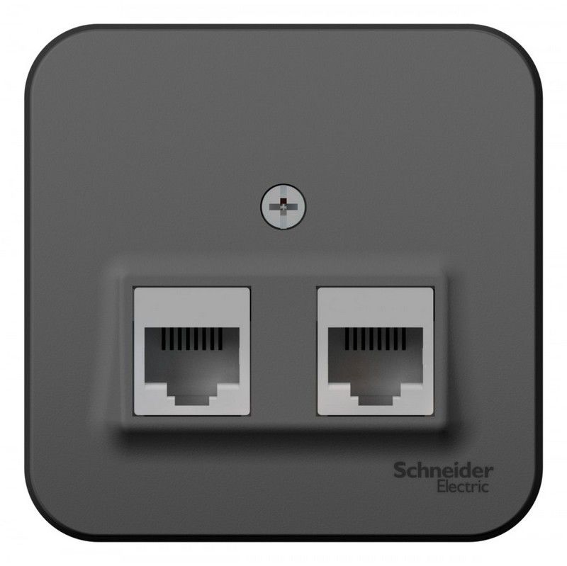 Blanca антрацит розетки и выключатели Розетка SE Blanca 2-ая Антрацит наружный компьютерная RJ45 кат.5E изол. пластина BLNIA045456