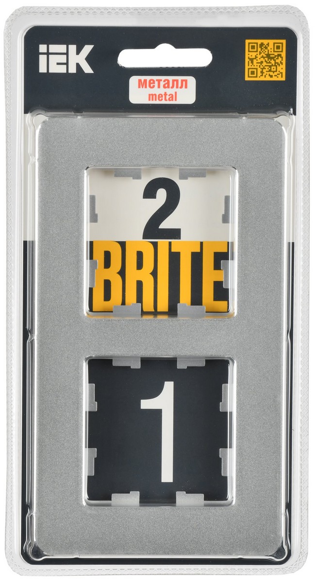 IEK Brite Рамки Рамка IEK BRITE DECOR Алюминий металл. скругл.угол 2-м РУ-2-1-Бр RE BR-M22-M-01-K47
