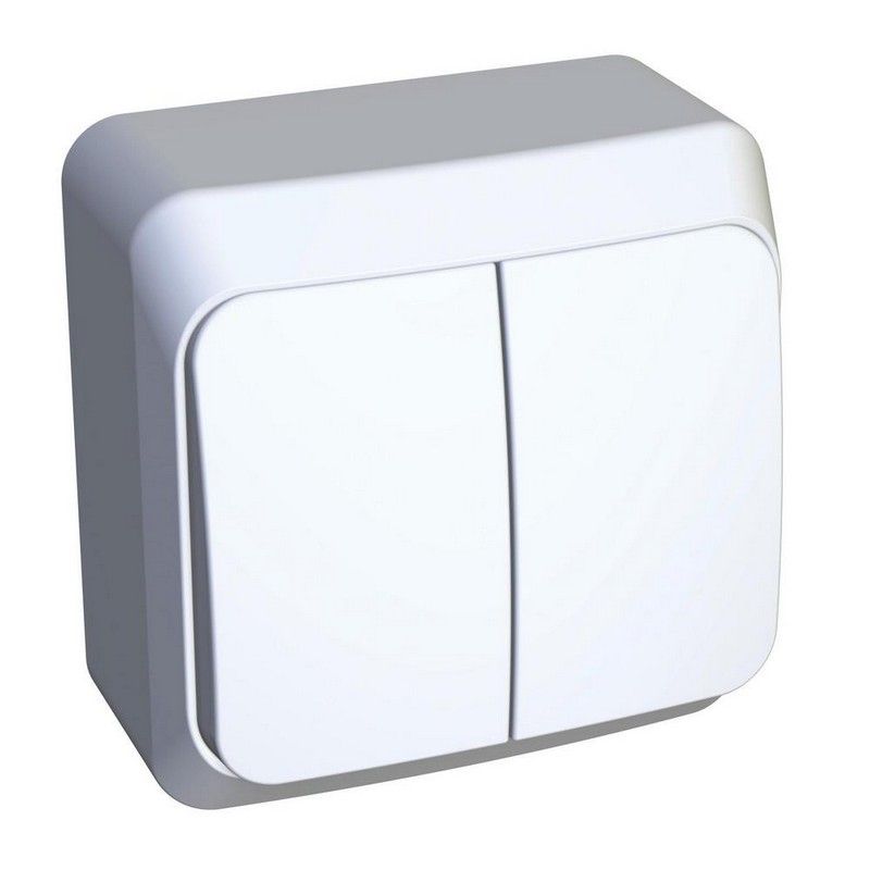 Этюд Белый Выключатель 2-клавишный Systeme Electric Этюд наружный Белый с подсветкой BA10-006B