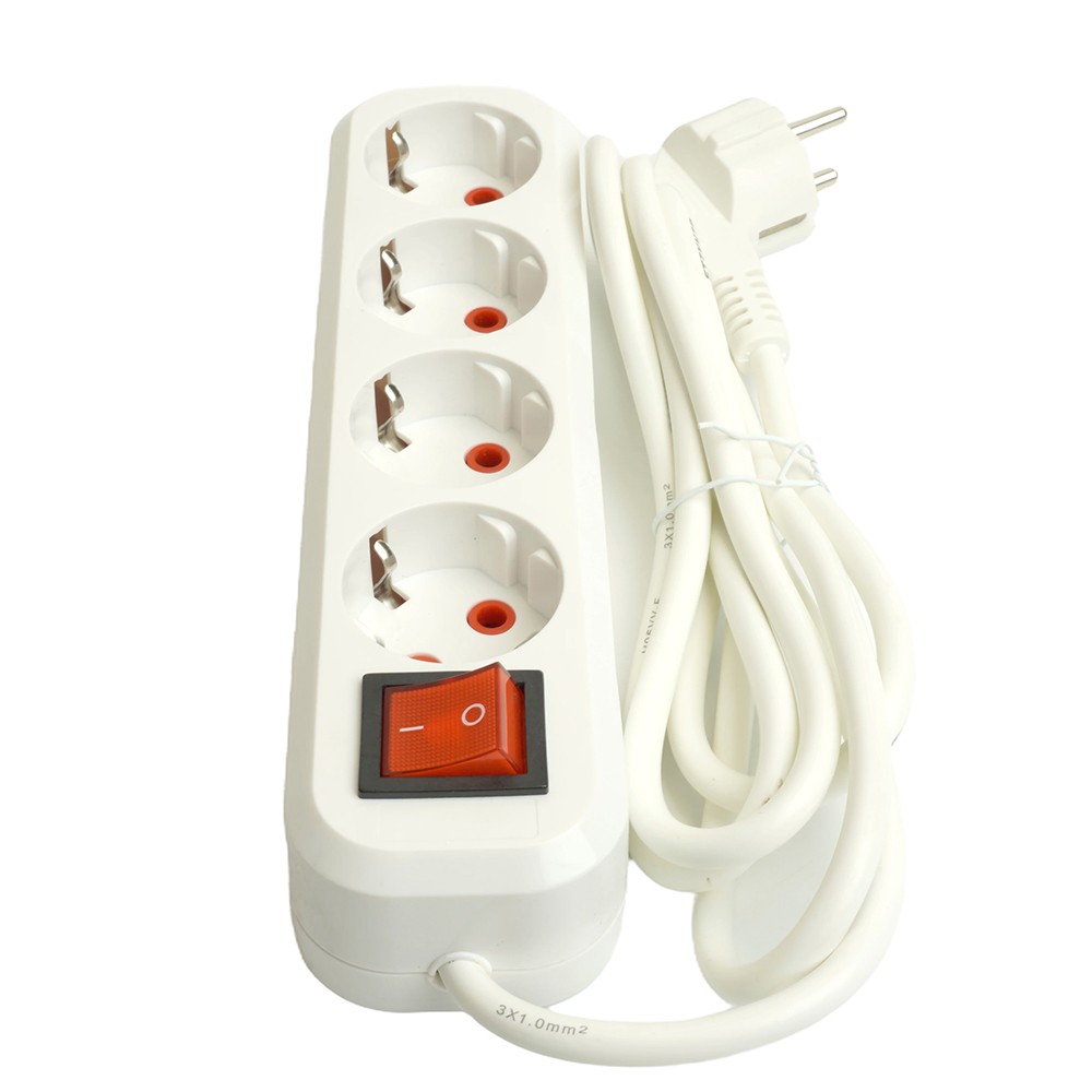 Колодки и удлинители, тройники Удлинитель STEKKER трехместный с/з с выключ. HM07-31-05 5м Home (У16А-002) белый 49355 