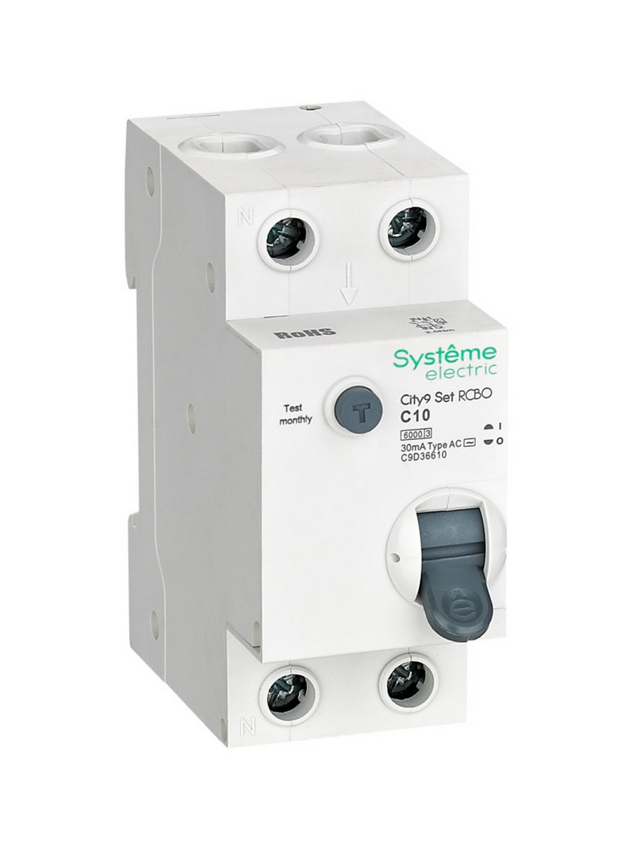 Schneider Electric Авт. выкл. диф. тока Systeme Electric City9 Set (АВДТ) 1P+N С 10А 6kA 30мА Тип-AС C9D36610 