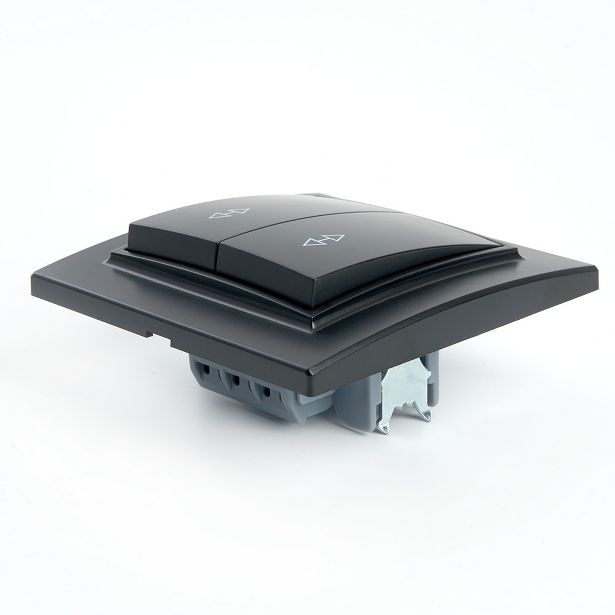 Эрна - Розетки и выключатели Stekker Переключатель 2-клавишный STEKKER PSW10-9008-03 10А Эрна черный с рамкой 39921