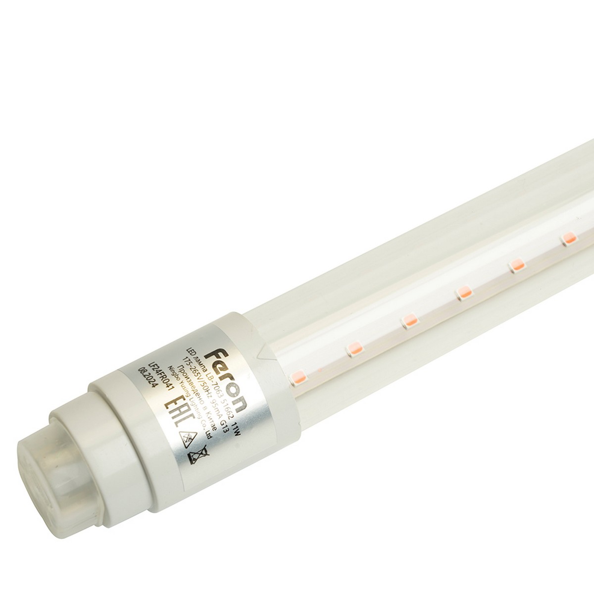 T8/G13 Лампа светодиодная для растений T8 Feron LB-7063 G13 стекло 11W красно-синий спектр 51662 