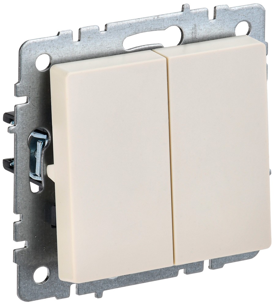 IEK Brite Бежевый Выключатель IEK BRITE 2-клавишный 10А ВС10-2-0-БрКр бежевый BR-V20-0-10-K10