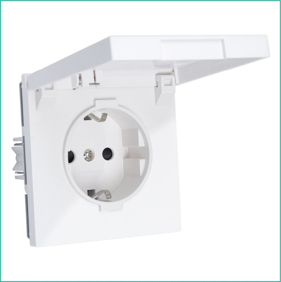 JASMART FD - розетки и выключатели Розетка JASMART FD SCHUKO с крышкой и защитными шторками белый глянцевый 5505W
