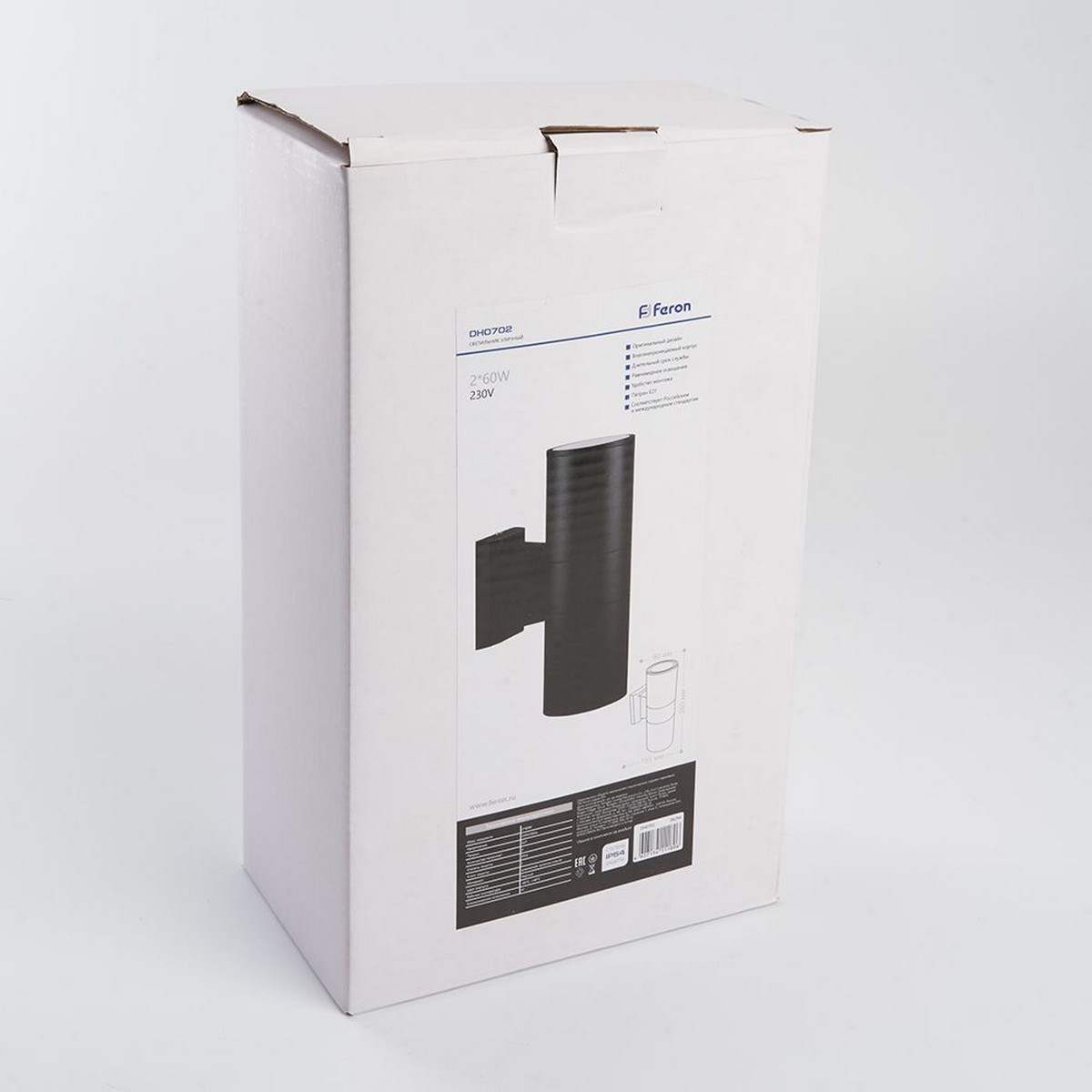 Уличные настенные светильники Светильник садово-парковый Feron DH0702 на стену вверх/вниз  2*E27 230V черный 06294 