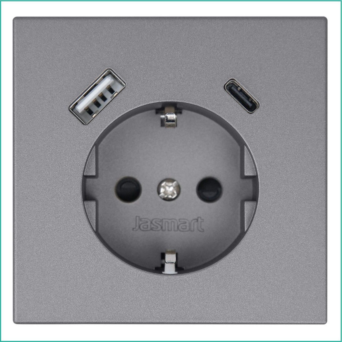 JASMART FD - розетки и выключатели Розетка JASMART FD SCHUKO с USB A+C с защитными шторками 25W Никель 5501USB-25NI
