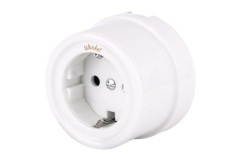Werkel Ретро Розетка Werkel с заземлением (белый) Ретро W5671001