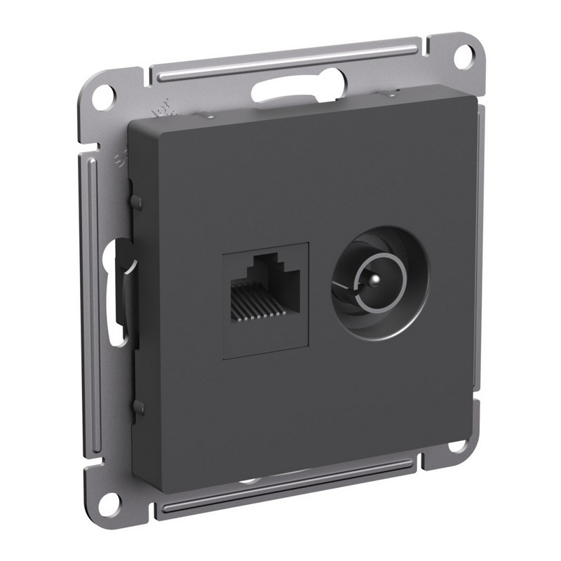 AtlasDesign Базальт Розетка Systeme Electric AtlasDesign Базальт двойная ТВ + RJ45, кат. 5Е ATN001489