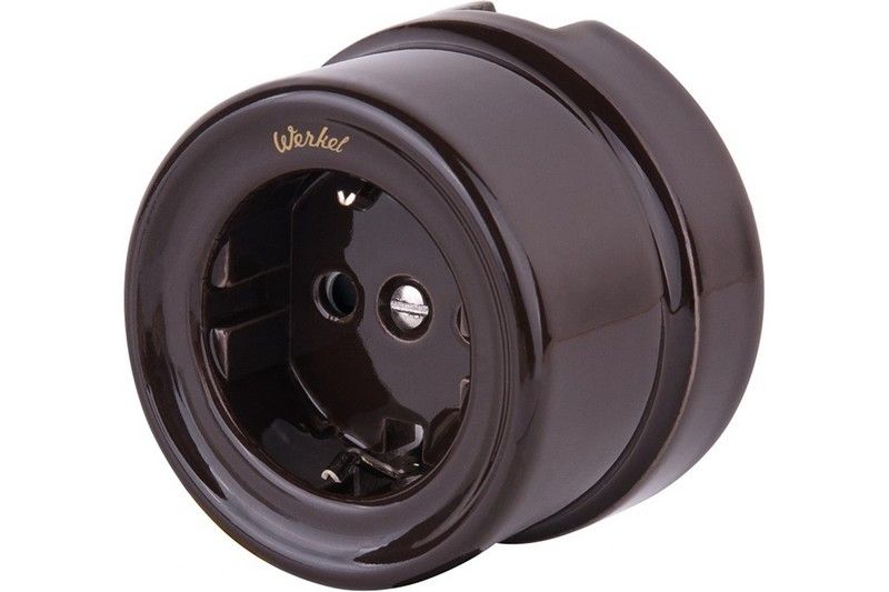Werkel Ретро Розетка Werkel с заземлением (коричневый) Ретро W5671014