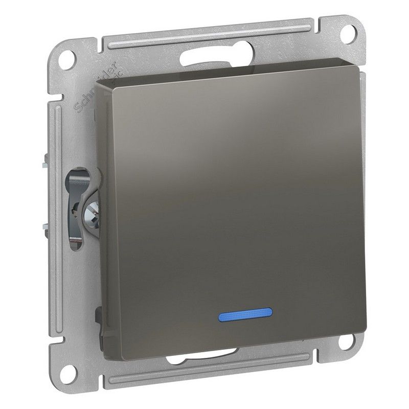AtlasDesign Сталь Выключатель 1-клавишный Systeme Electric AtlasDesign Сталь с подсветкой, ATN000913