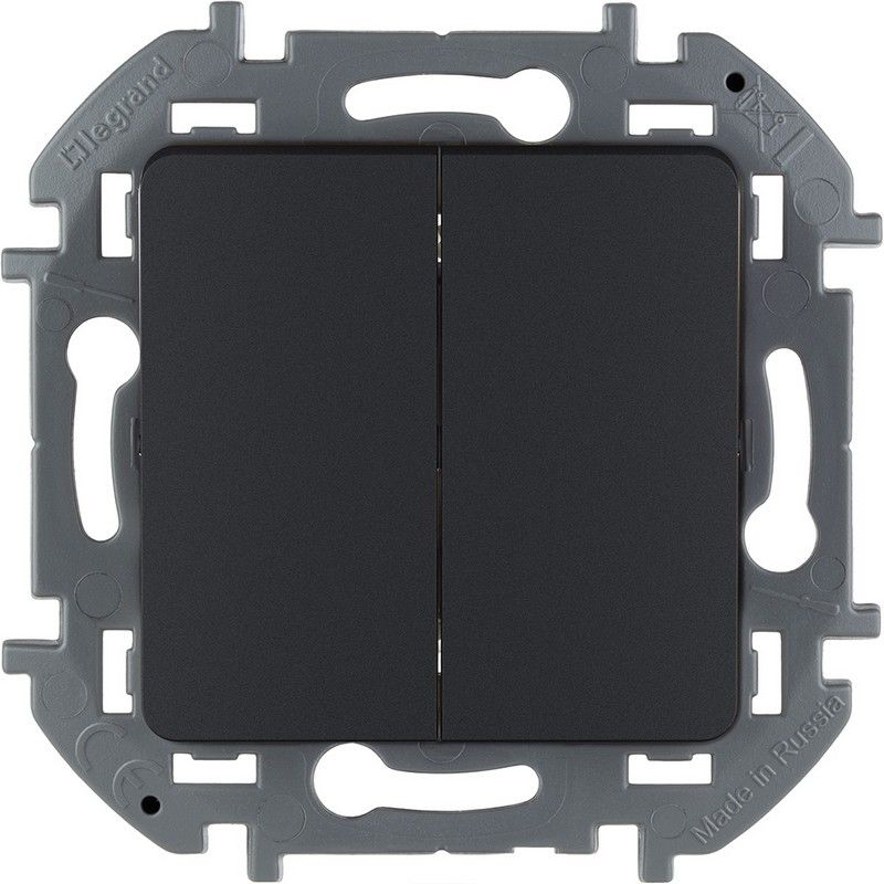 Legrand Inspiria Антрацит Выключатель Legrand INSPIRIA Антрацит двухклавишный 10 AX 250 В 673623