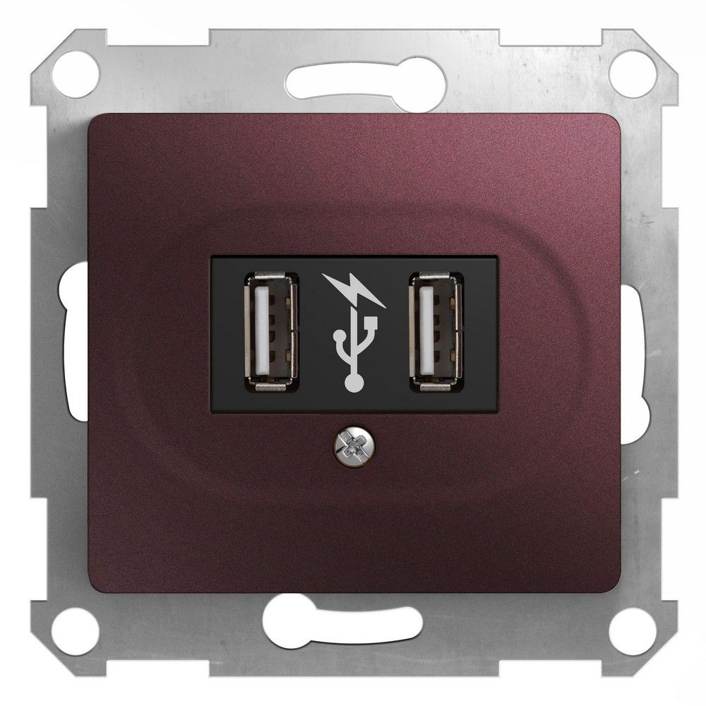 Glossa Баклажан Розетка USB Systeme Electric Glossa Баклажановая GSL001132