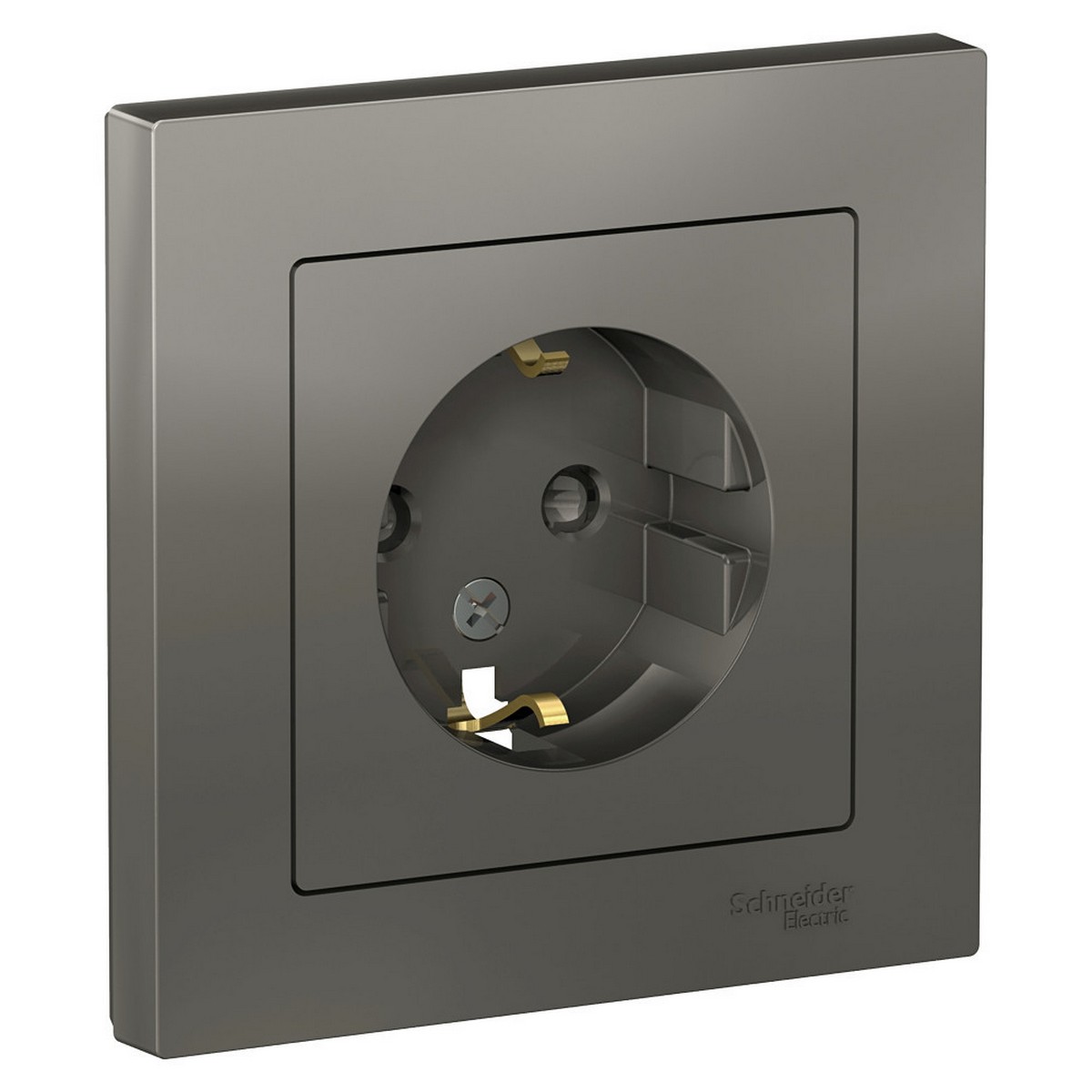 AtlasDesign Сталь Розетка Systeme Electric AtlasDesign Сталь с/з со шторками, 16А, в сборе ATN000944