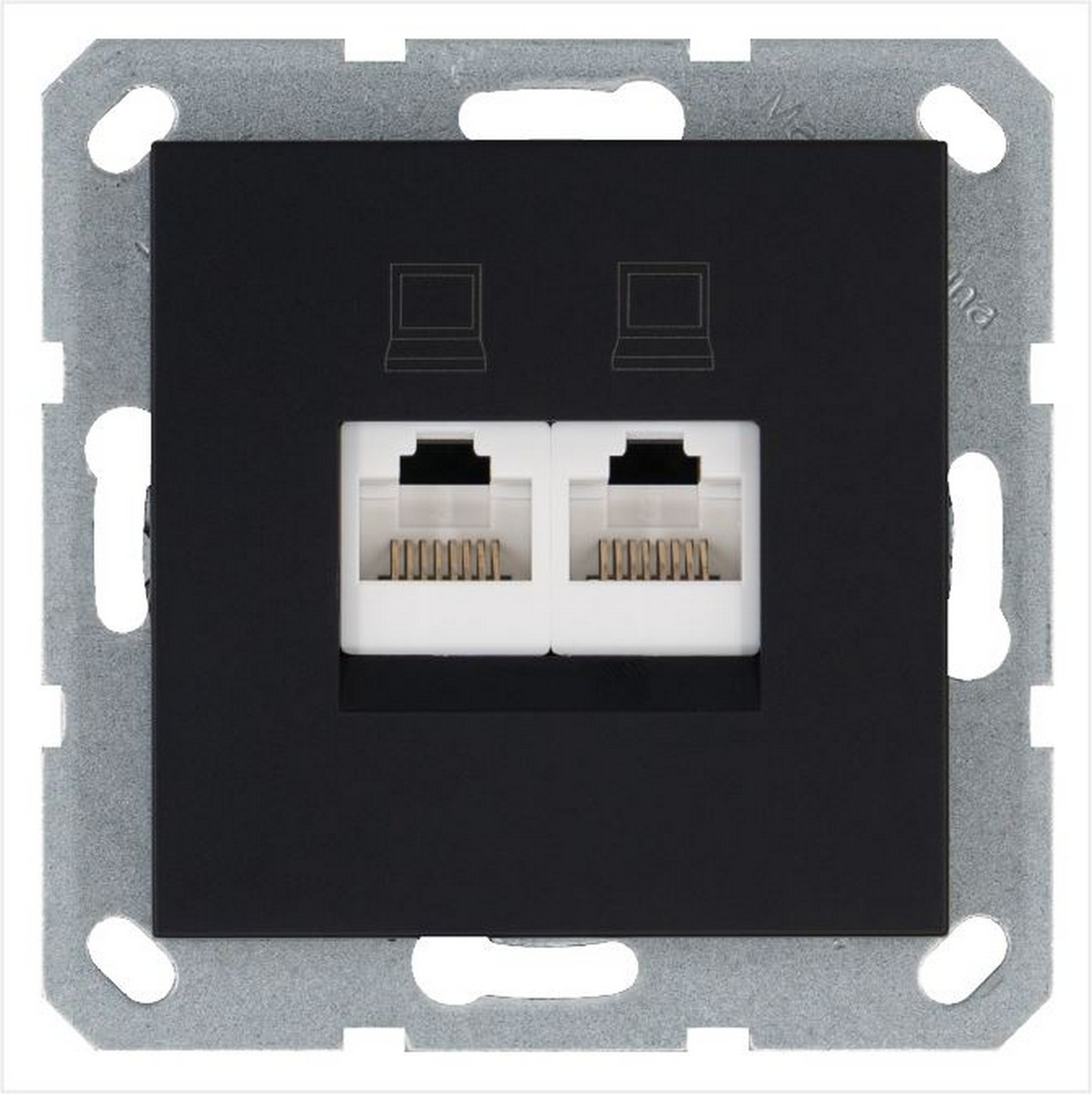 JASMART G - розетки и выключатели Интернет-розетка JASMART RJ45 двойная 6 категория Антрацит G6108B