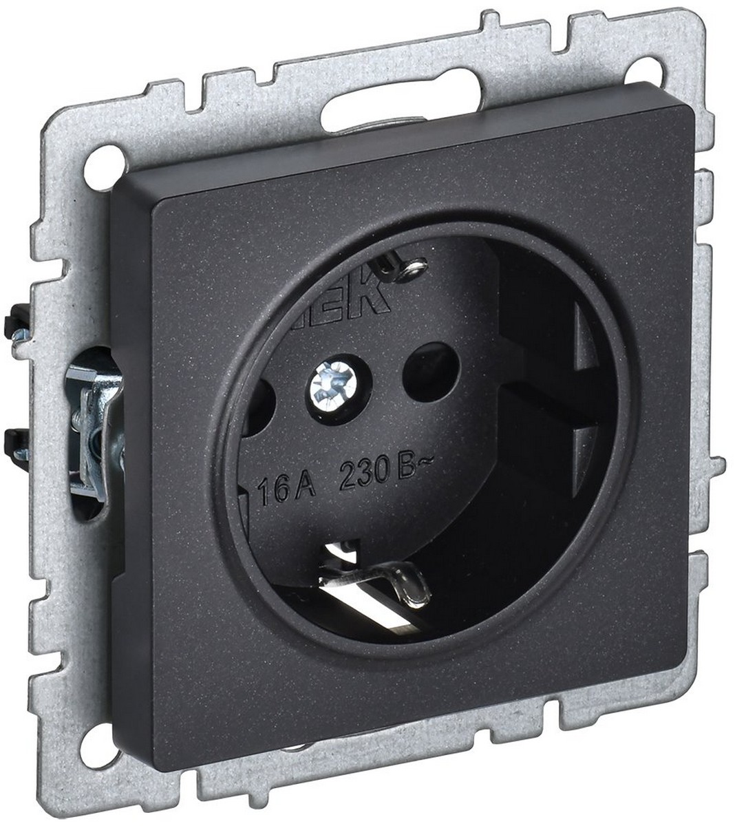 IEK Brite Черный Розетка IEK BRITE с/з с шторками 16А РС14-1-0-БрЧ черный BR-R14-16-K02