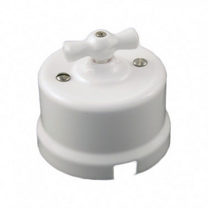 Bironi Лизетта - Ретро розетки и выключатели Выключатель ретро BIRONI Керамика Лизетта перекрестный Белый