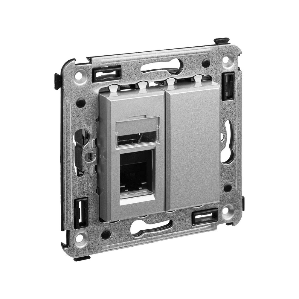 DKC Avanti механизмы Закаленная сталь Телефонная розетка DKC Avanti RJ-12 в стену одинарная "Закаленная сталь" 4404313