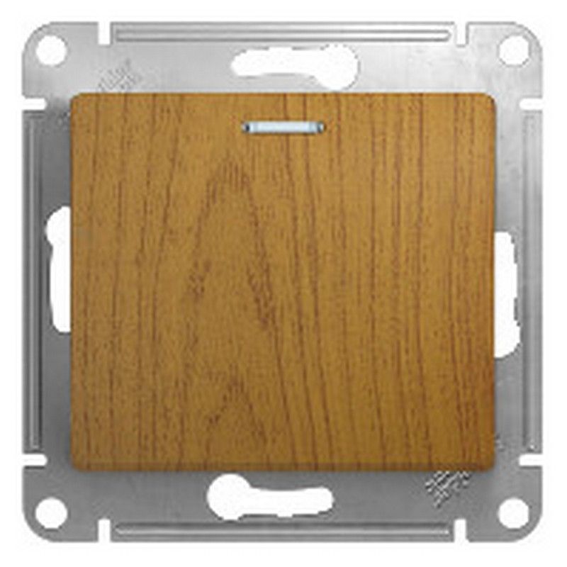 Glossa Дуб Переключатель Systeme Electric Glossa Дерево Дуб 1-клавишный с подсветкой, сх.6а GSL000563