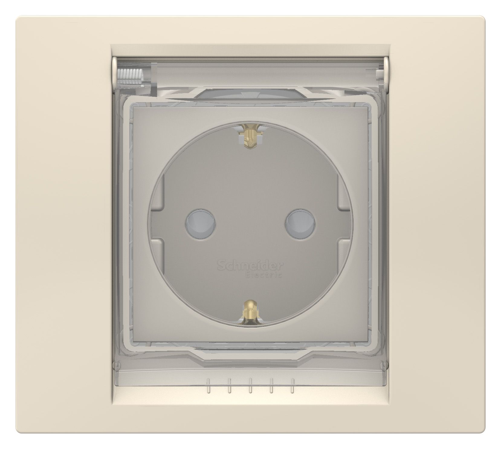 Розетки и выключатели Unica NEW бежевый Розетка Unica New Бежевый с/з со шторками с крышкой IP44 NU003744