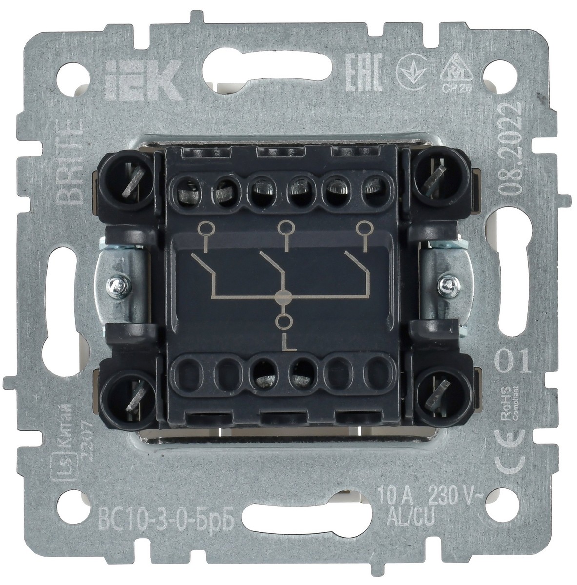 IEK Brite Белый Выключатель IEK BRITE 3-клавишный 10А ВС10-3-0-БрБ белый BR-V30-0-10-K01