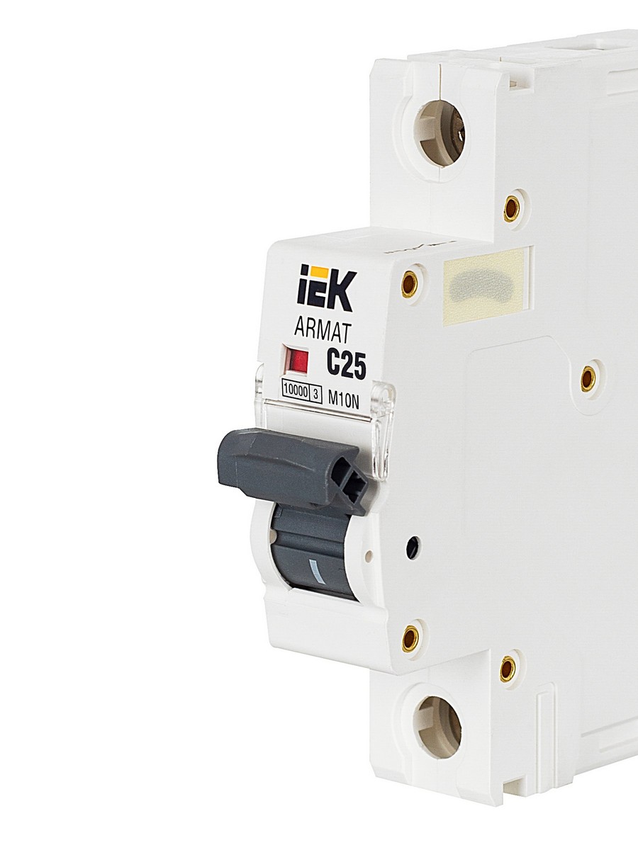 1 полюсные (однополюсные) Автоматический выключатель IEK ARMAT M10N 1P C 25А AR-M10N-1-C025 