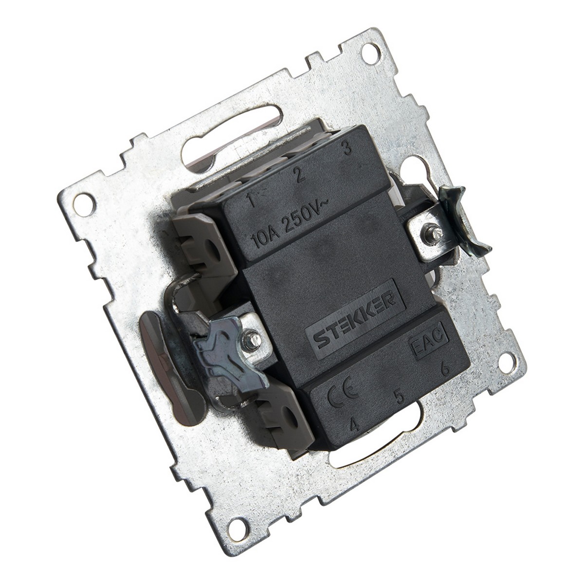 Катрин - Розетки и выключатели Stekker Выключатель 2-клавишный STEKKER GLS10-7104-02 250V 10А Катрин шампань 39592