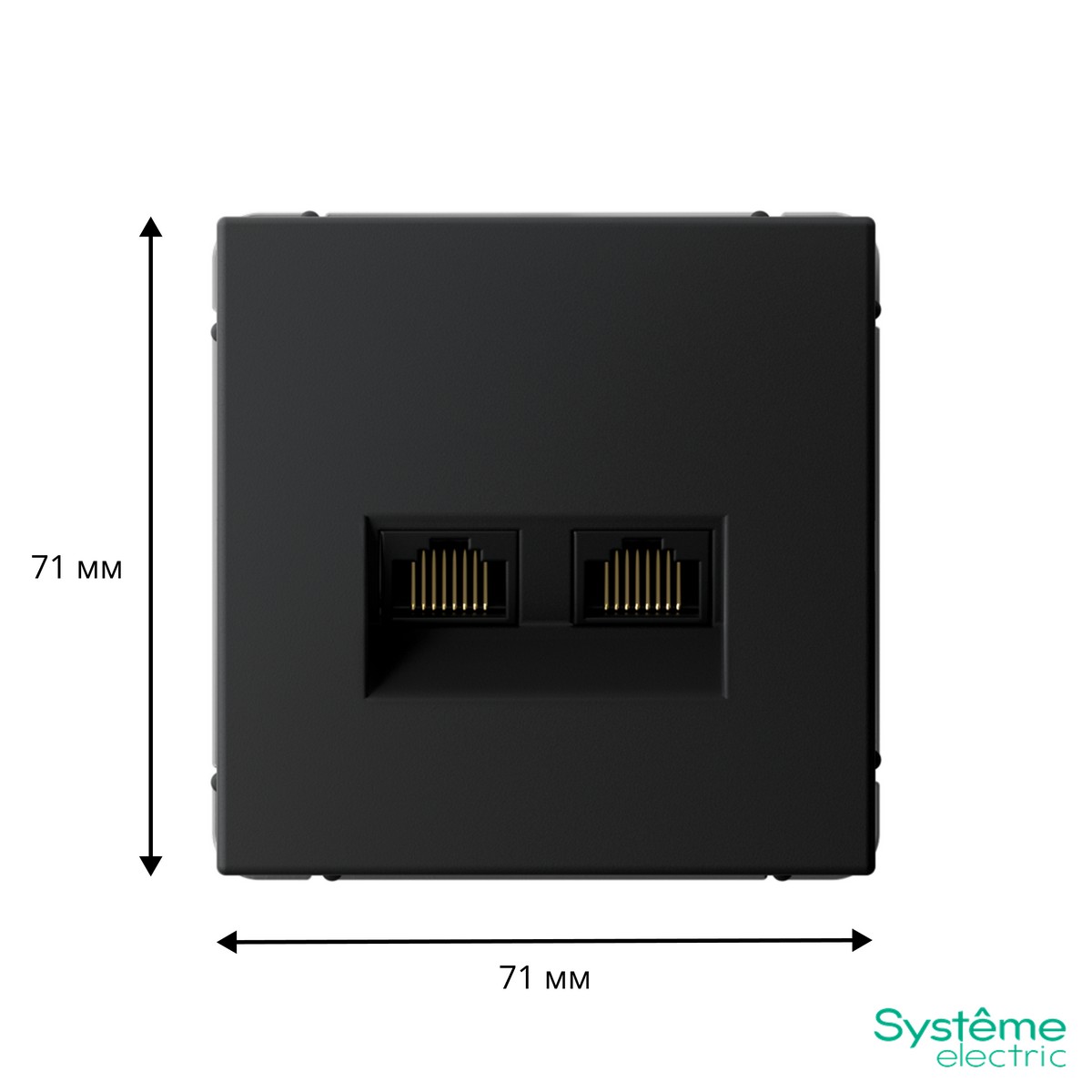 ArtGallery Карбон Розетка компьютерная Systeme Electric ArtGallery Карбон двойная RJ45+RJ45, кат. 5е,