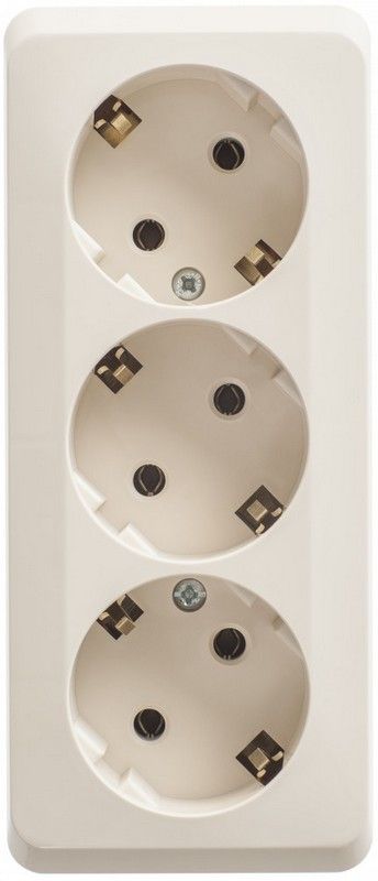 Этюд Кремовый Розетка 3-ая Systeme Electric Этюд наружный Бежевый с/з без шторок 16А 250B PA16-011K