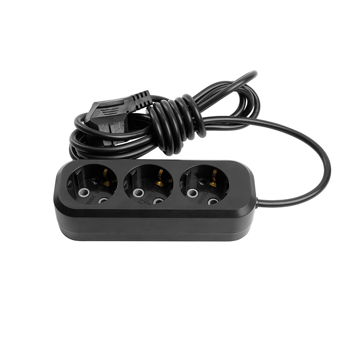 Колодки и удлинители, тройники Удлинитель 3-местный б/з Stekker, HM01-31-02, 2м, 3x0,75, Home (У10-002),черный 50418 