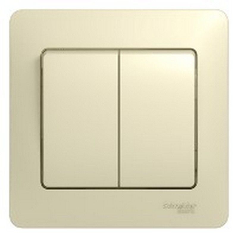 Glossa Бежевый Выключатель Systeme Electric Glossa Бежевый 2-клавишный, сх.5 (в сборе с рамкой) GSL000252
