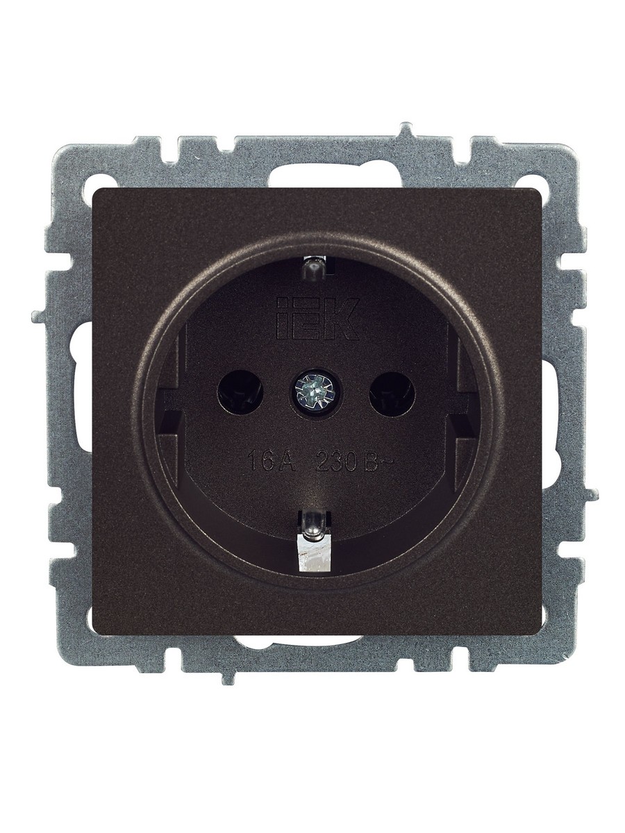 IEK Brite Бронза Розетка IEK BRITE с/з без шторок 16А РС11-1-0-БрТБ темная бронза BR-R11-16-K45